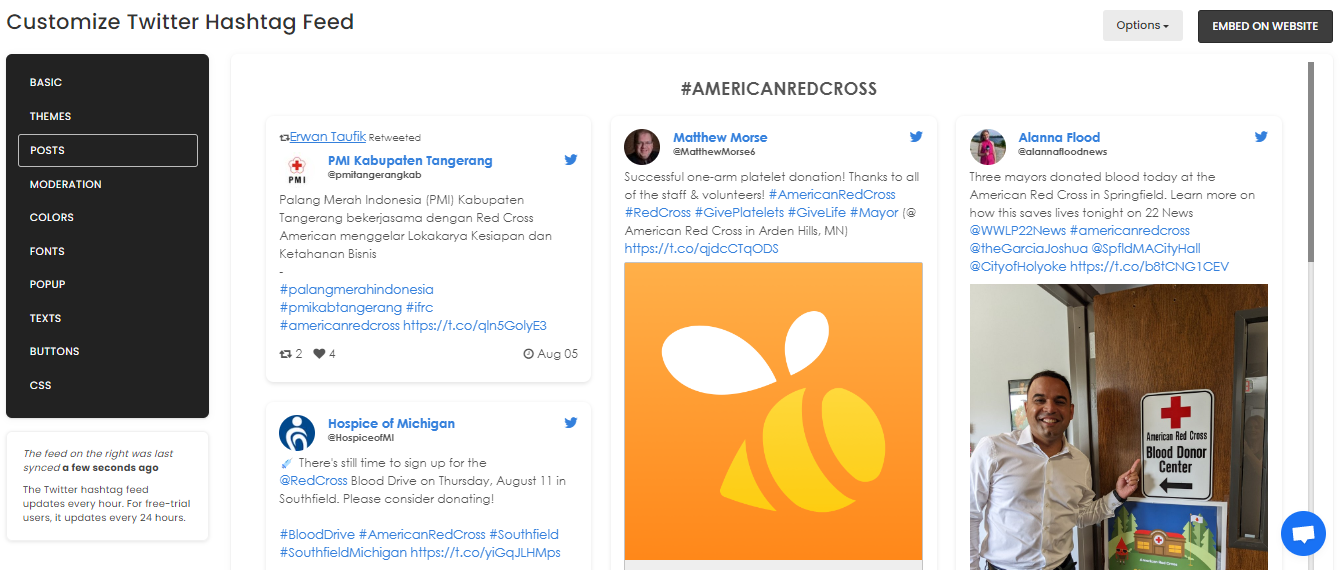 Customize your feed - Free Twitter Hashtag Feed Widget For Squarespace Website