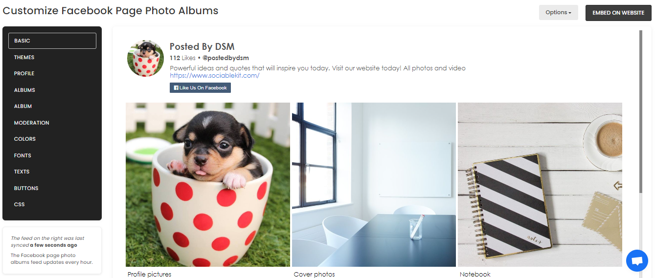 Customize your feed - Free Facebook Page Photo Albums Widget For Wix Website