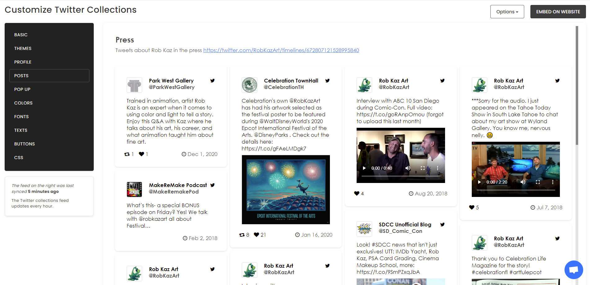 Customize your feed - How To Embed Twitter Collections On Weebly Website For Free?