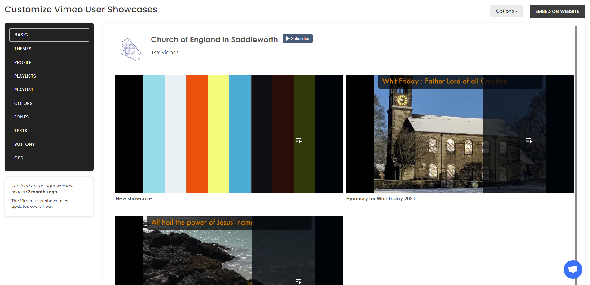 Customize your feed - Free Vimeo User Showcases Widget For Wix Website