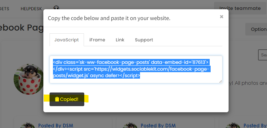 Copy the embed code. - How To Embed Facebook Page Posts On Weebly Website For Free?